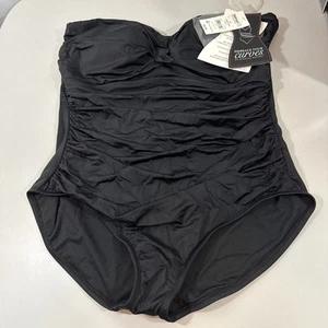 Embrace Your Curves One Piece Swimsuit, Medium Support, Black, 1X 16W 18W READ - Picture 1 of 15