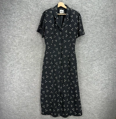 Leslie Fay Dress Women 18 Plus Black Floral Maxi Long Button Collared Casual - Image 1 of 4