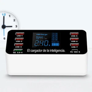 60W 8Port USB Charging Station USB Charger Power Adapter Charger LED Display Fit - Picture 1 of 18