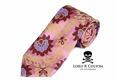 Corbata Lord R Colton Masterworks - Corbata de seda floral rosa y dorado de Turín - Nueva Foto 1 de 3