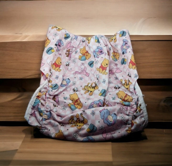ABDL Adult Cloth Diaper Pocket.  - Crinkle Cute Diaper - Winnie The Pooh  - Image 1 of 1