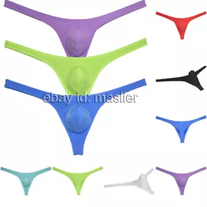 Borsa Bikini 3pz Uomo Jockstrap Super Ghiaccio Seta Corda G Morbida Perizoma Intimo - Foto 1 di 6