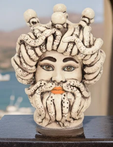 Sculpture Head Of Triton IN Ceramic Man Medusa Sea Artisan Mythology \\ - Picture 1 of 4