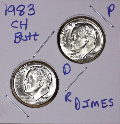 1983 P&D Roosevelt Dimes Ch BU US (2 Coins) Cover