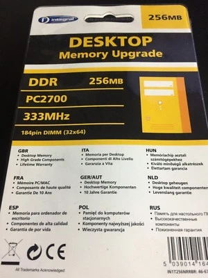 Integral Desktop Memory Upgrade 256mb. New. - Image 1 of 2