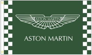 Aston Martin Carreras a Cuadros 3x5 Pies Bandera Coche Carreras Show Garaje Taller - Imagen 1 de 3