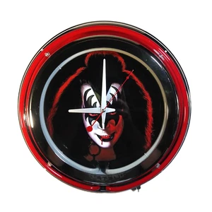 Kiss Gene Simmons Custom Red Double Ring Neon Wall Clock - Picture 1 of 13