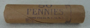 1957 Lincoln Wheat Cent Roll Original Bank Wrap Chase Manhattan OBW Penny - Picture 1 of 5