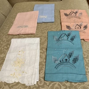 Lot OF 5 VINTAGE GUEST TEA FINGERTIP TOWELS - Imagen 1 de 6