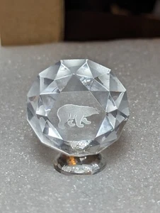 Prismatic Glass Ornament Knickknack Etched Polar Bear Paperweight  - Picture 1 of 10
