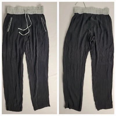 Rag And Bone Pants Womens Small Silk Slim Straight High Rise Pull On Drawstring - Image 1 of 4