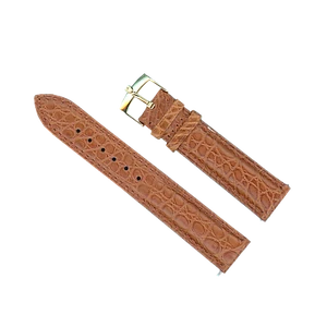 ECHTES ALLIGATOR BRAUN COGNAC MB ARMBAND 18mm EXTRA LANG & GEN. TUDOR GOLD SCHNALLE - Bild 1 von 6
