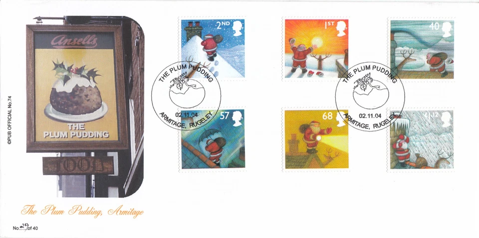 Father Christmas GB Brazier Pub FDC Plum Pudding Armitage 2005 29/40 (139495) - Image 1 of 1