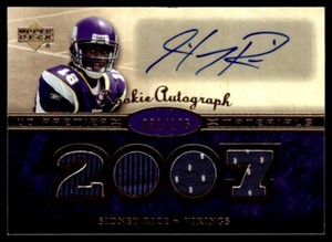 2007 Upper Deck Premier Rookie Autographed Materials Blue Sidney Rice Auto /99
