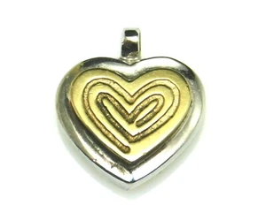 Pequeño dije de corazón de plata de ley 925 y oro amarillo de 18 quilates - Imagen 1 de 5