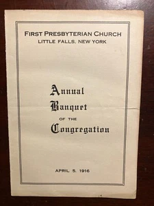 First Presbyterian Church Little Falls New York Annual Banquet 1916 Brochure - Bild 1 von 2