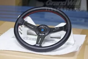 NARDI 330mm Leather+Carbon Fiber spoke&horn button Sport Steering Wheel - Picture 1 of 5