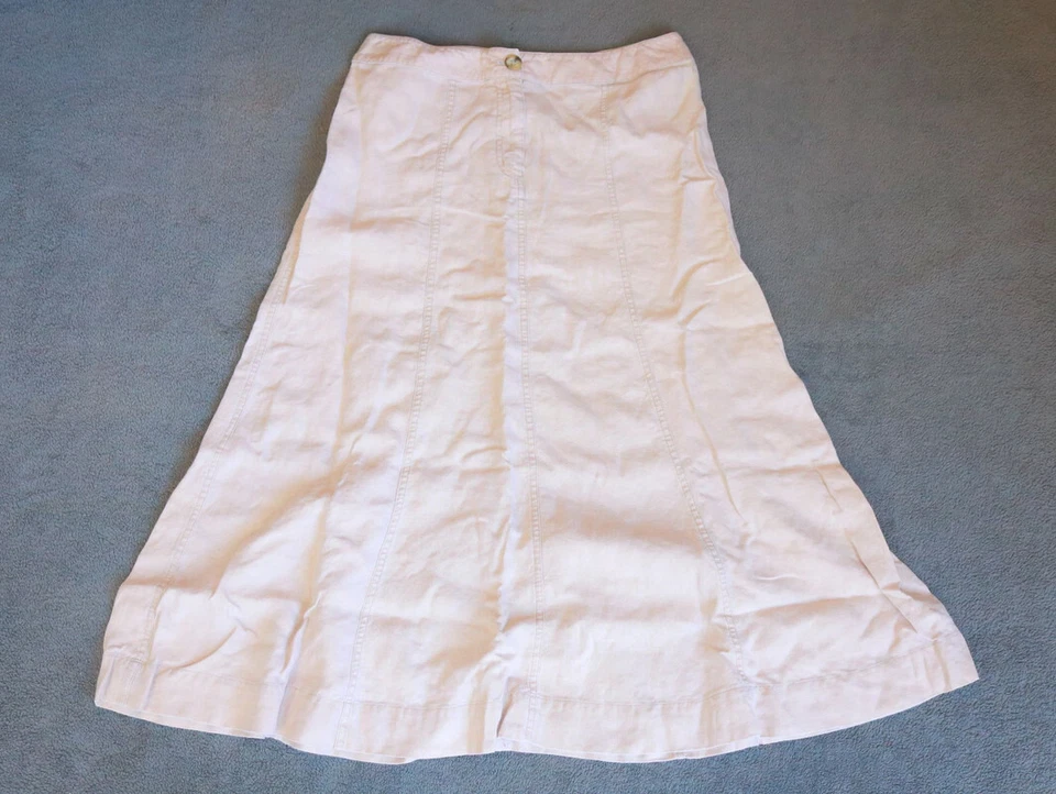 Falda de lino Westbound color tostado talla 6 beige topo simple línea A estilo clásico XU Foto 1 de 4