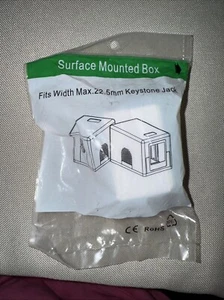 8 Pack - 1-Port Keystone Jack Surface Mount Box One Hole Fits Width Max 22 White - Picture 1 of 2