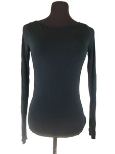 Sarah Pacini Black Long Sleeve Boat Neck Pull Over Top Semi Sheer EU 1 US XSmall - Picture 1 of 10