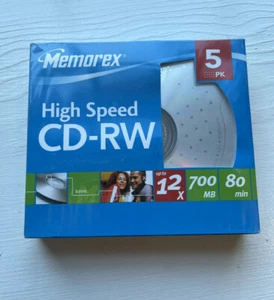 MEMOREX High Speed CD-RW, 12x 700 MB 80 min, 5 pack, New Sealed - Picture 1 of 3