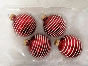 Pallina per albero di Natale palla di Natale decorazione albero di Natale Cancro vetro Lauscha rosso bianco  - Foto 1 di 5