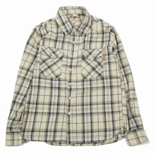 Undefeated FLANNEL SHIRT Long Sleeve Plaid Cut & Sewn S Beige Blue JP20010 Used - Picture 1 of 8