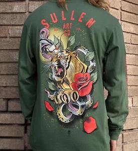 SULLEN CLOTHING OUSLEY TIGER PREMIUM GREEN LONG SLEEVE T-SHIRT (2XL) - Picture 1 of 5
