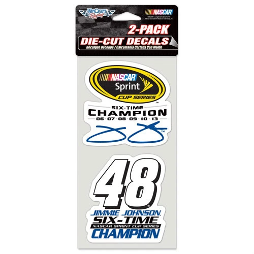 JIMMIE JOHNSON #48 6 VECES CAMPEÓN NASCAR SET 2-4"X 4" TROQUELADO COLOR CALCOMANÍA 2013 Foto 1 de 1