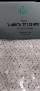Martha Stewart CANTERBURY LACE SHEER VALANCE rod pocket curtain 50 x 18" NEW - Picture 1 of 10