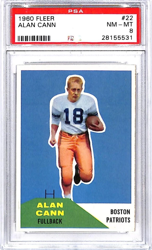 1960 Fleer #22 Alan Cann Boston Patriots Football Card PSA 8 NM-MT ID:45910 - Image 1 of 2