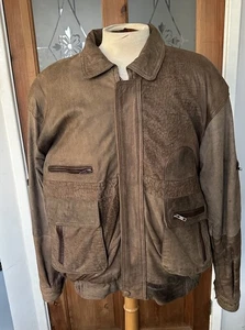 Real Leather Mens Bomber Soft Leather Jacket Mens Size Large Biker Vintage - Picture 1 of 15