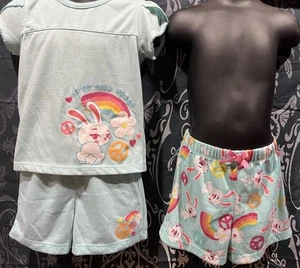 Joe Boxer Easter Spring Bunny Rabbit Girls Short Sleeve Shorts Pajama 3pc Set 3T - Picture 1 of 18