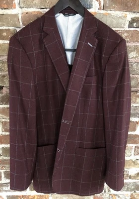 Maurizio Baldassari Italy Mens Wool Sport Coat Burgundy Size US 44R   AS IS - Image 1 of 4
