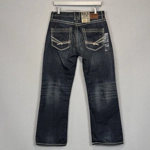 Buckle BKE Jeans Mens 32S Blue Tyler Bootleg Relaxed Distressed Dark Wash Denim - Picture 1 of 14