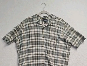 Camicia a quadri Patagonia XL cotone biologico poliestere S/S stile Seersucker casual - Foto 1 di 8