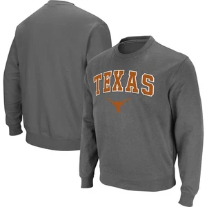 Men's Colosseum Charcoal Texas Longhorns Arch & Logo Pullover Sweatshirt - Picture 1 of 3