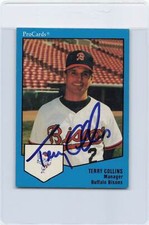 1989 Pro Cards #1668 Terry Collins Buffalo Bisons Signed Auto *H9764