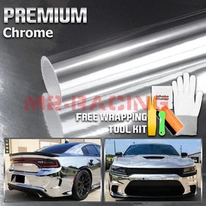 【Chrome】 Silver Car Vinyl Wrap Sticker Decal Sheet Film Air Release Bubble Free - Picture 1 of 12