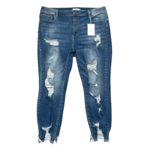 Ms. Cello Women's Size 20 Distressed Fray Ankle Cropped Skinny Jeans - Picture 1 of 10
