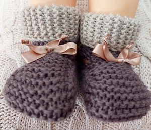 SCARPE Pantofoli Calzini Baby In Lana 70% Acrilico 30% Invernali Handmade - Foto 1 di 8