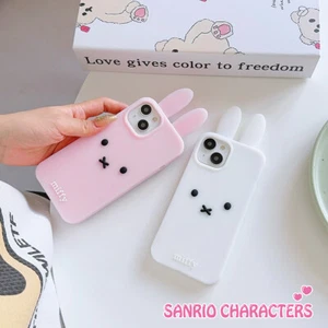 Custodia silicone orecchio coniglietto carino per iPhone 13 14 15 16 Pro Max morbida 3D cover coniglio - Foto 1 di 9