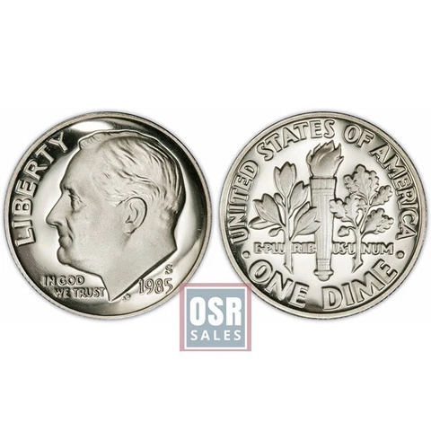 1985 S Gem Proof Roosevelt Dime ~ Deep Cameo US Coin Cover