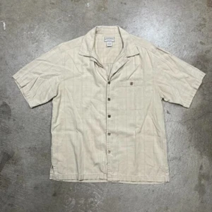 Vintage Boca Classics silk camp collar short sleeve button shirt tan Men XL - Picture 1 of 7