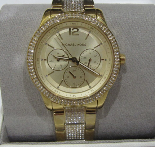 Orologio Multifunzione Donna Michael Kors MK7292 Tibby Crystals Tono Oro Nuovo con etichette$325
