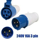 Durable 240V 16A 3 Pin Industrial Plugs & Sockets IP44 Rated for Workshop Units