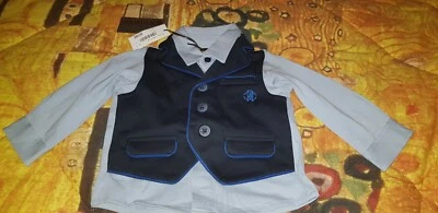 New! Roberto Cavalli Camicia gilet cerimonia battesimo festa bimbo neonato  - Immagine 1 di 4