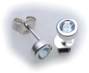 Pendientes Pendientes Redondos 6,5mm Topacio Plata 925 Plata de Ley Unisex - Imagen 1 de 2