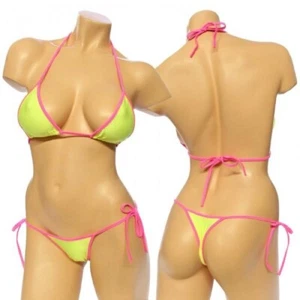 Damen, zweifarbiges Bikini-Set mit Seitenbindung. HE-3001-T gelb/rosa - Bild 1 von 2
