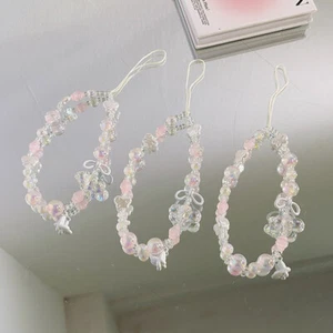 Clear Powder Beaded Bow Cloud Phone Chain Anti Loss Camera Lanyard Accessori _wa - Zdjęcie 1 z 4
